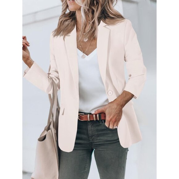 Women’s Apricot Cicy Bell Casual Blazer Open Front Long Sleeve Office Suit - Picture 2 of 5